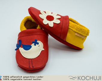 Bird Leather Slippers / Organic / Personalizable / Vegetable Tanned Leather / Various Colours / Slip-Ons / Slippers