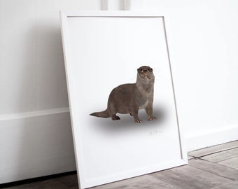Otter Art prints/ River Otter/Woodland Animal print/Home Decor/Gift for Nature Lover/ Digital Otter Art Print/Animal lover Prints/Trending