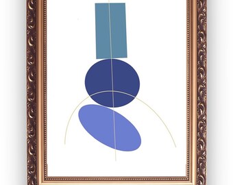 Abstract Art Prints/Modern Art/Blue And Gold Prints/Minimalist Art/ Abstract Prints/ Unframed Art/Abstract Print In The Uk/ Trending Prints