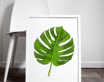 Tropical Leaf Print, Monstera Wall Art, Green Botanical Decor (Digital Download)