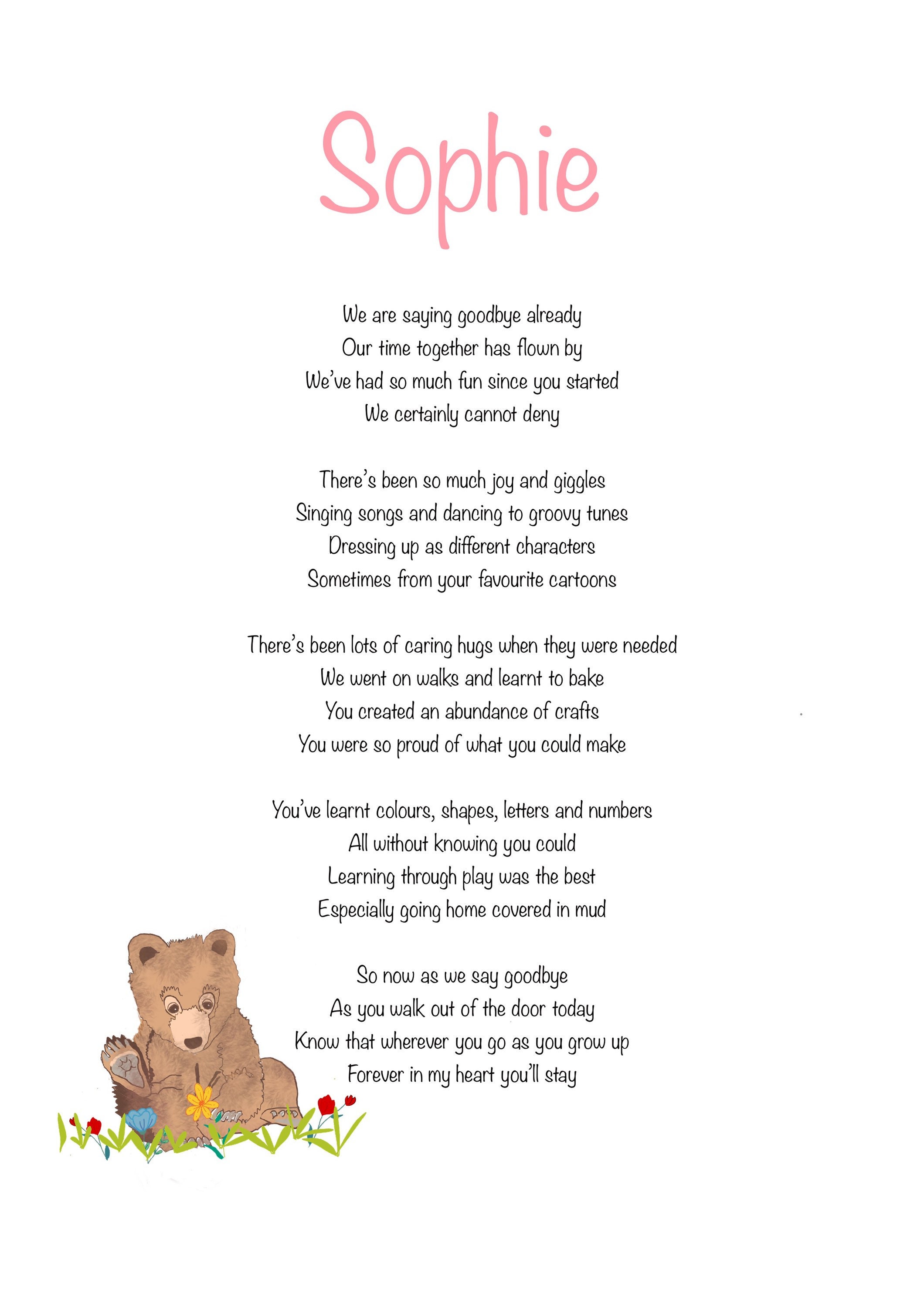 Childcare leaving card/ Childminder / Teacher/ Nursery/ Etsy