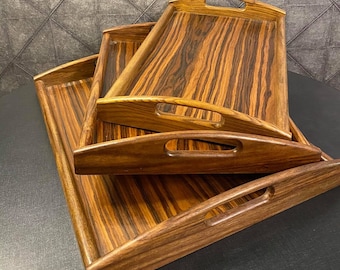 Handcrafted Wooden Tray Set - 3 pieces