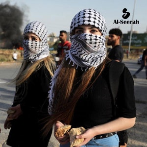 Palestine Scarf keffiyeh Rumaal Gamcha Black and White Pattern Uni Sex by Al-Seerah image 1