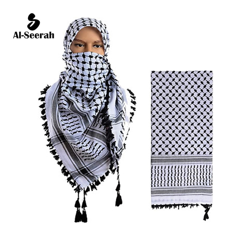 Palestine Scarf keffiyeh Rumaal Gamcha Black and White Pattern Uni Sex by Al-Seerah image 8