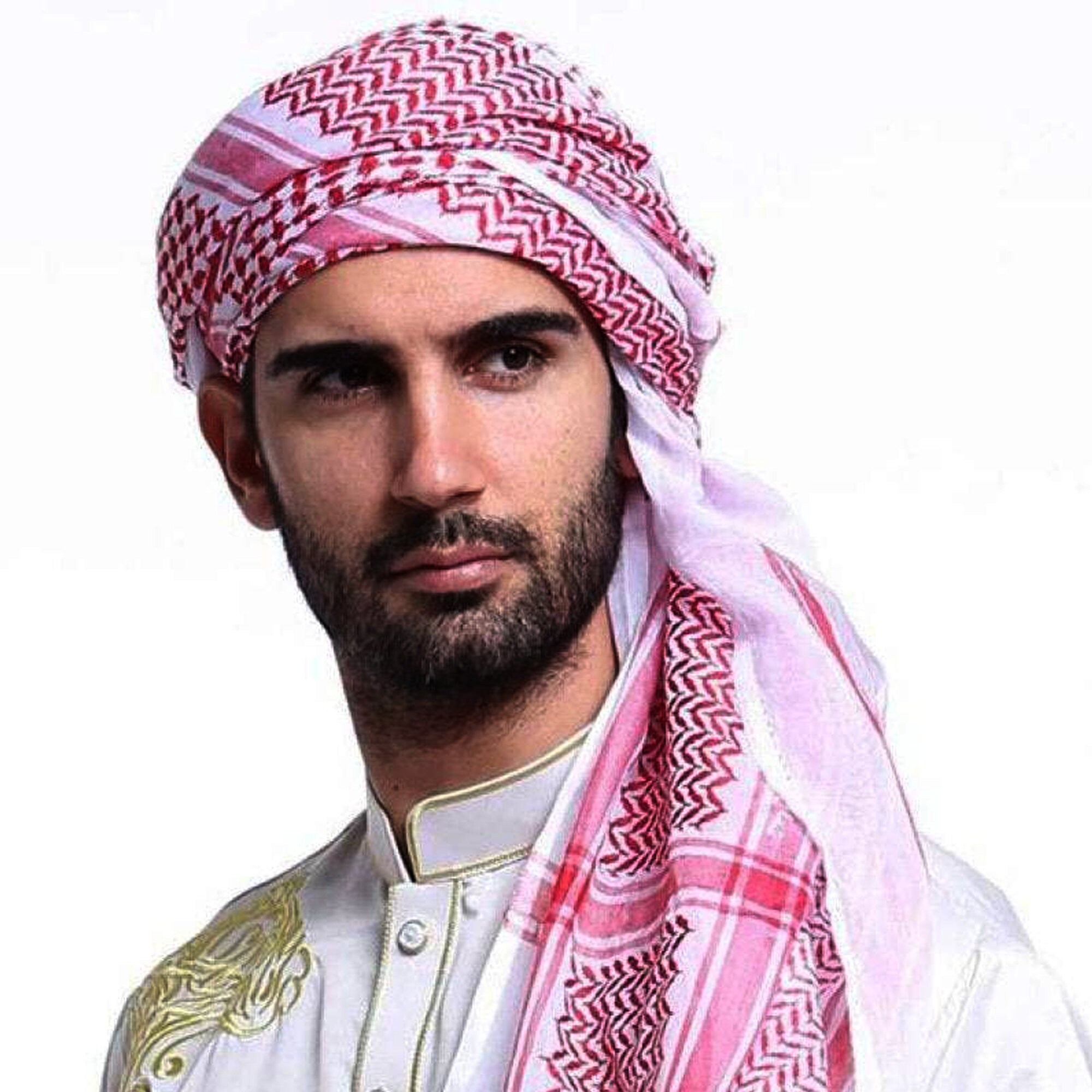 Arab Shawl Scarf Keffiyeh Rumaal Gamcha Red and White Pattern Uni Sex ...