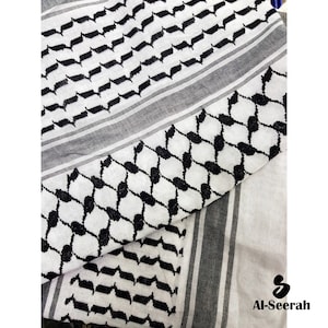 Palestine Scarf keffiyeh Rumaal Gamcha Black and White Pattern Uni Sex by Al-Seerah image 5