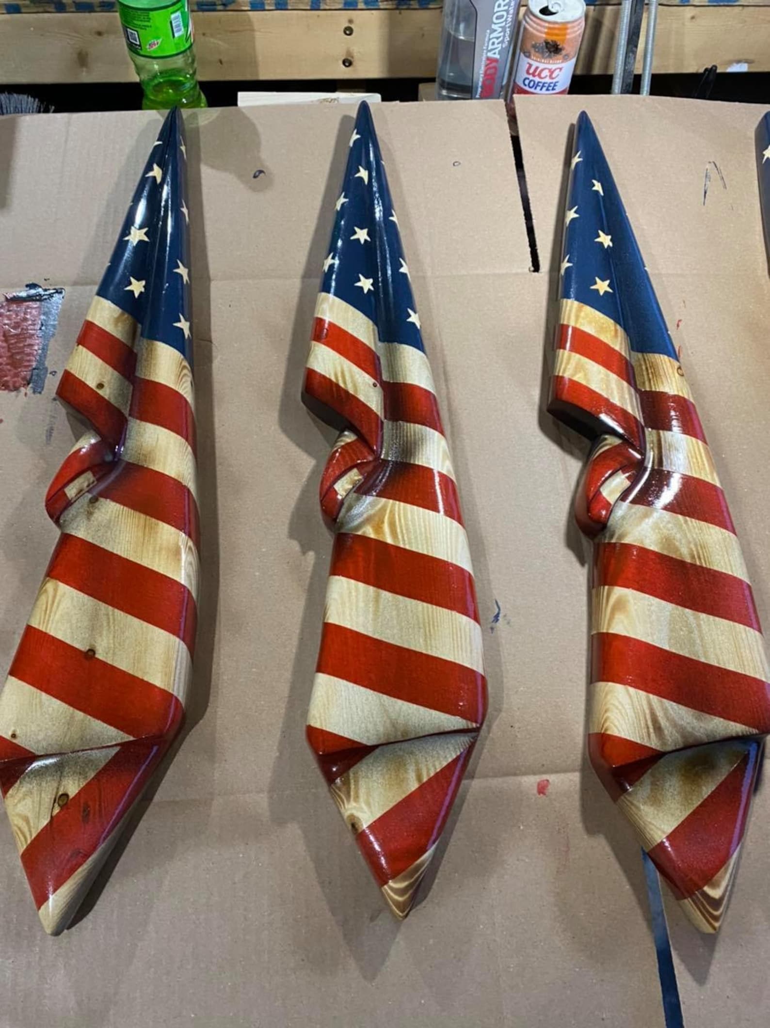 Hand Carved Draped American Flags Etsy