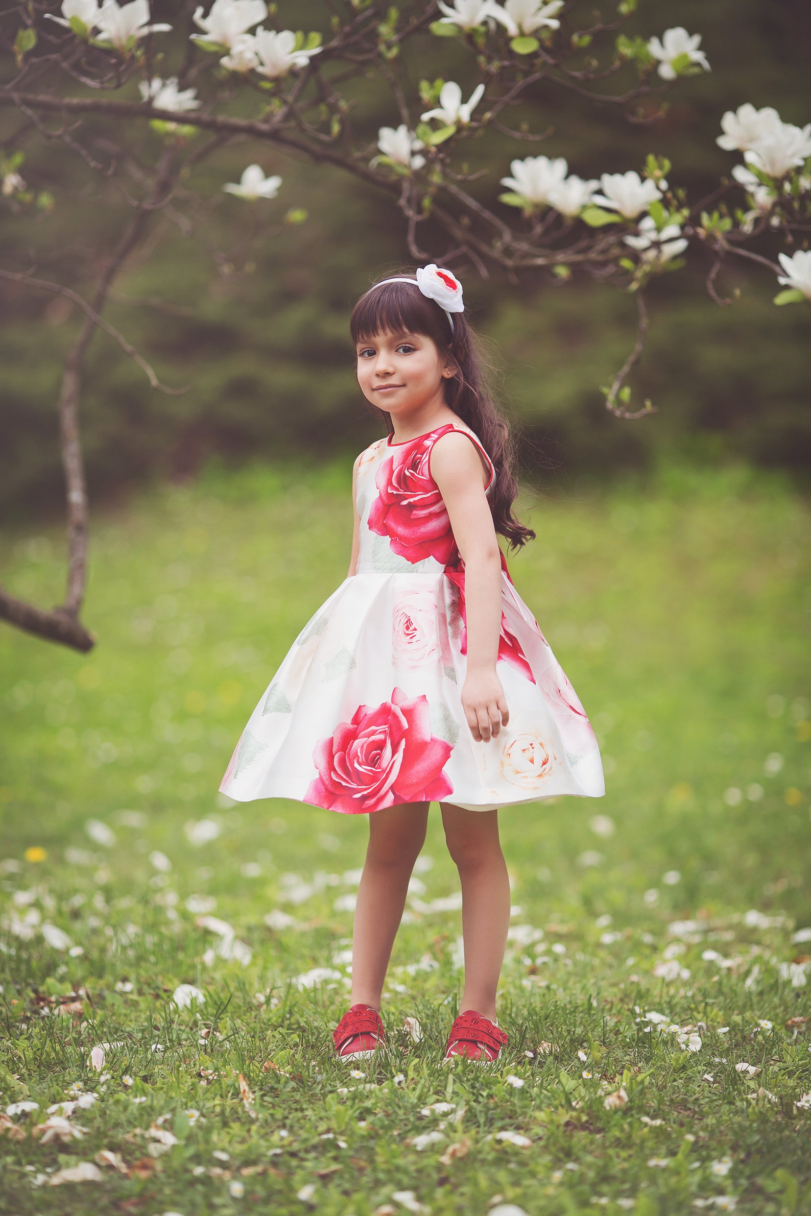 Rose print girl dress party flower girl gift for a girl Etsy