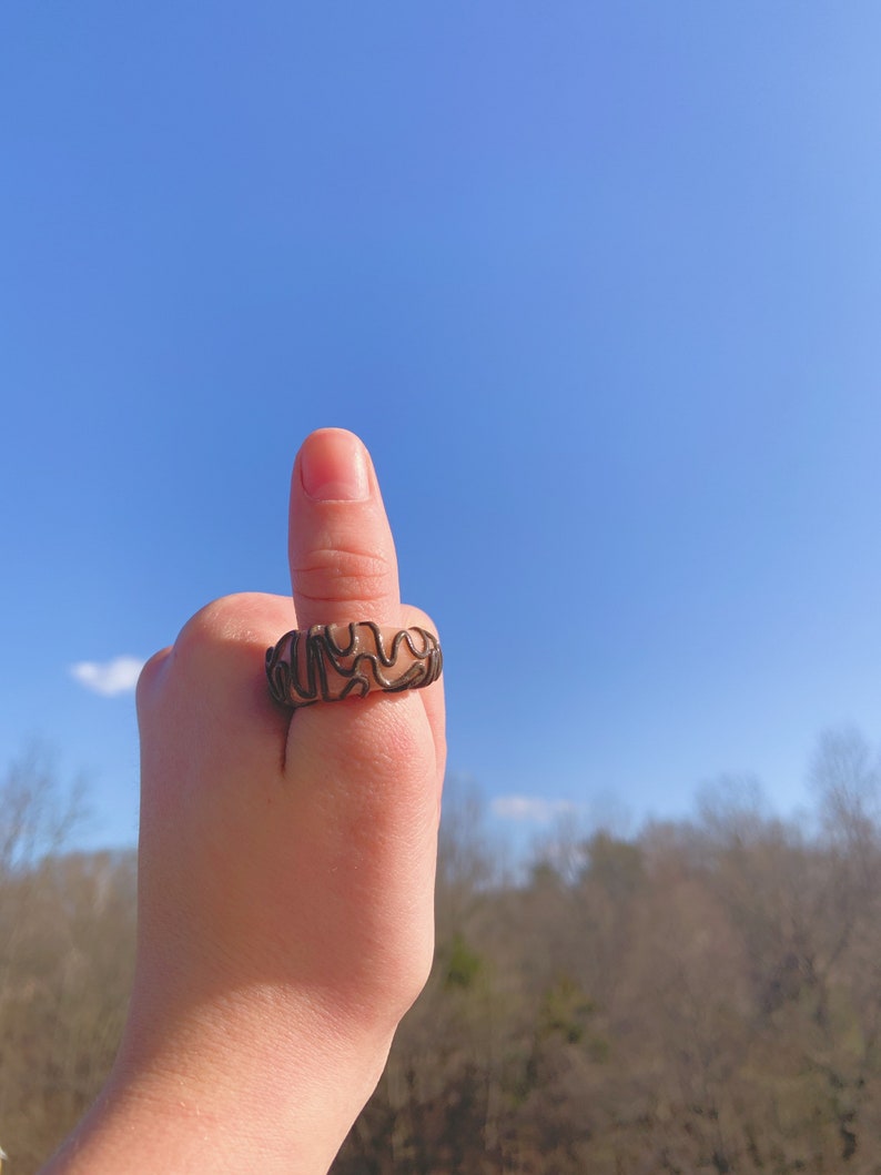 Indie rings. Swirly chunky clay rings