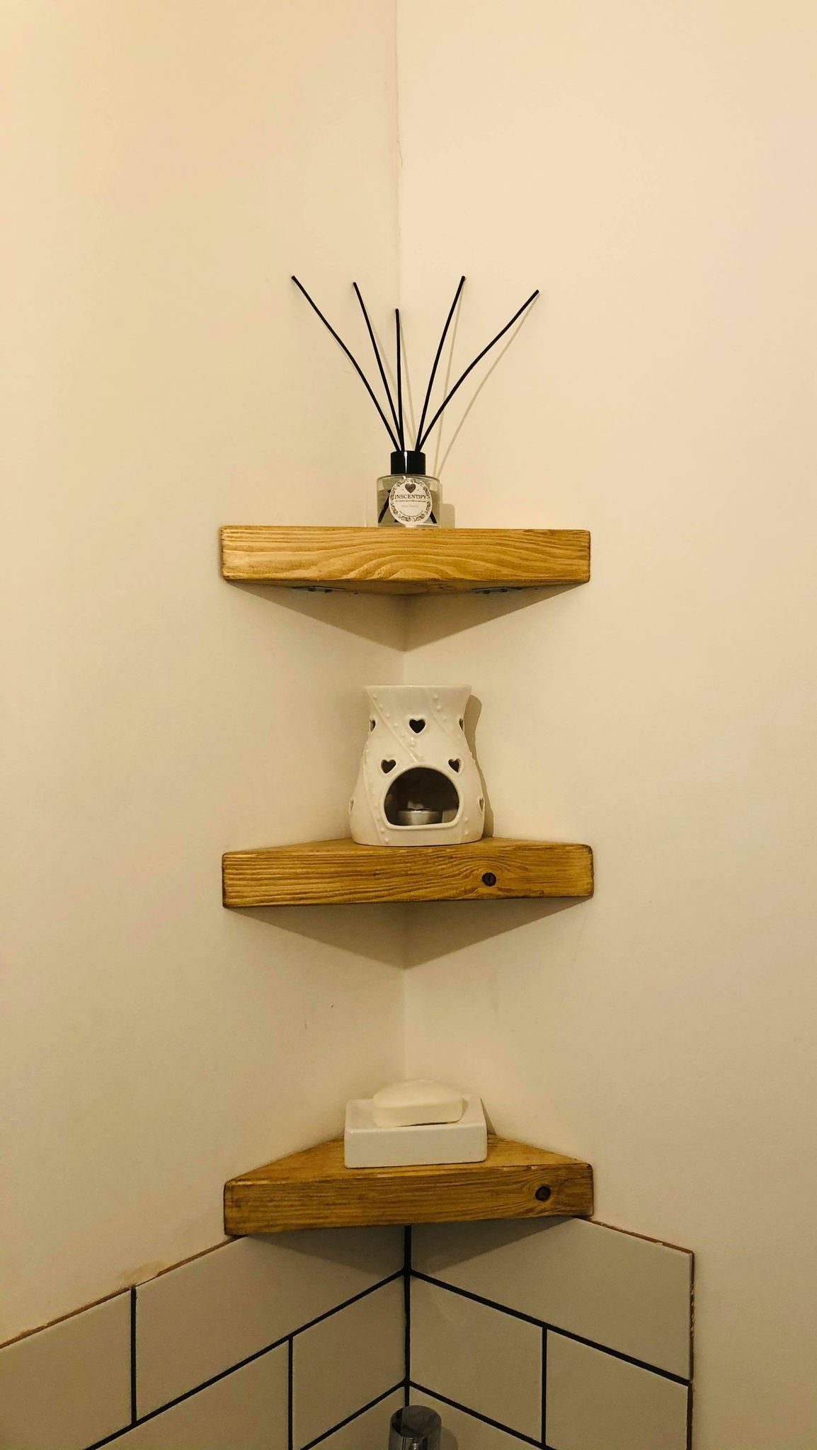 Rustic Chunky Farmhouse Wooden Corner Shelf Shelf Brackets Etsy UK