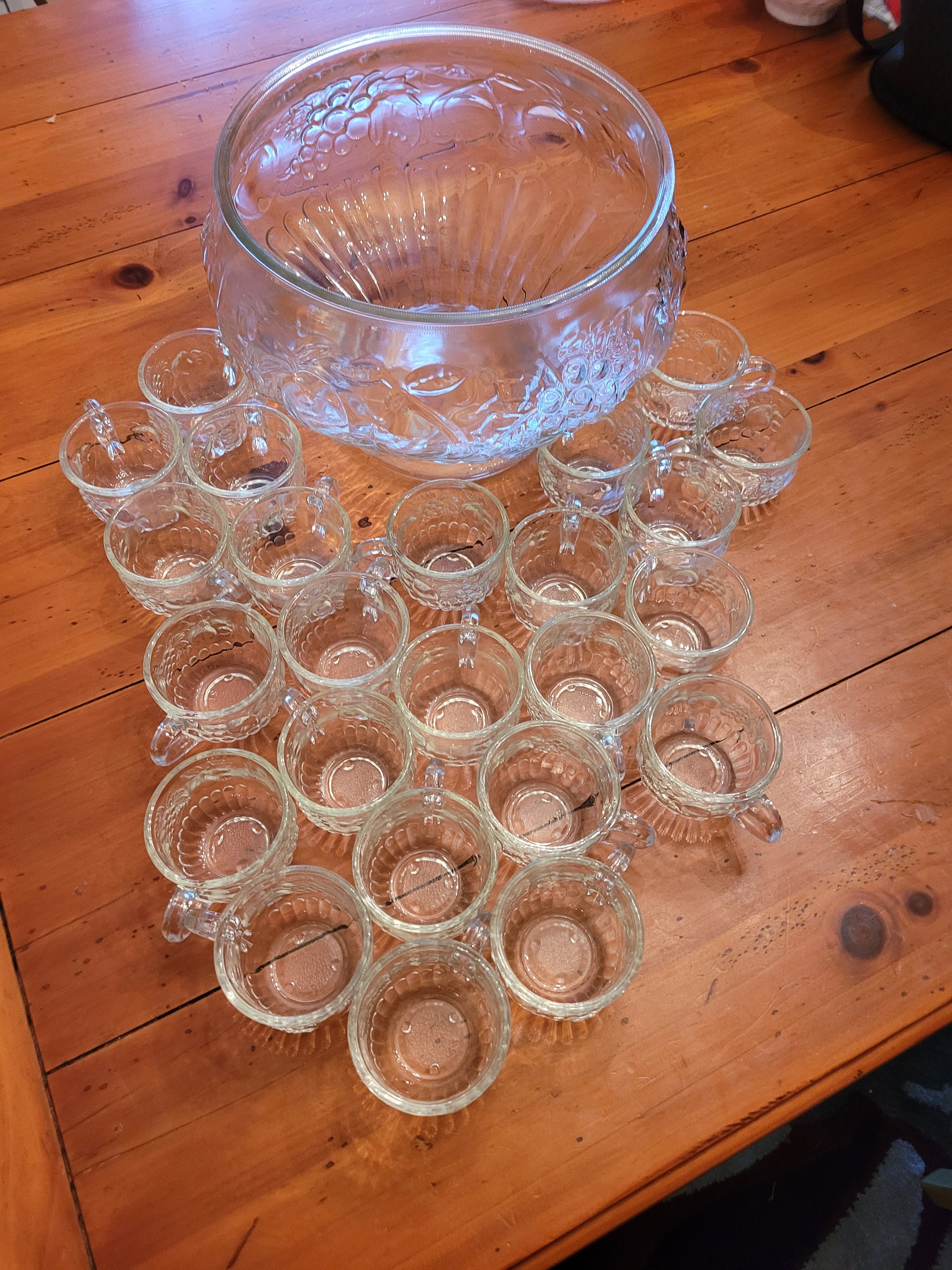 25 peice Crystal punch bowl set Etsy