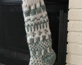 Hand Knit Bulky Fair Isle Christmas Stocking -- Winterberry Color - Etsy