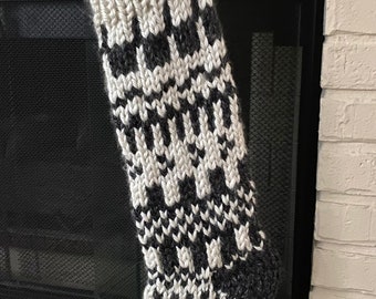Hand Knit Bulky Geometric/fair Isle Christmas Stocking -- Ivy Color - Etsy