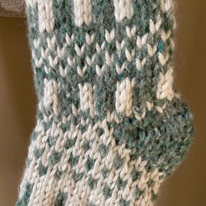 Hand Knit Bulky Geometric/fair Isle Christmas Stocking -- Ivy Color - Etsy