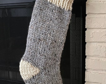 Hand Knit Chunky Christmas Stocking  --  Frost Color