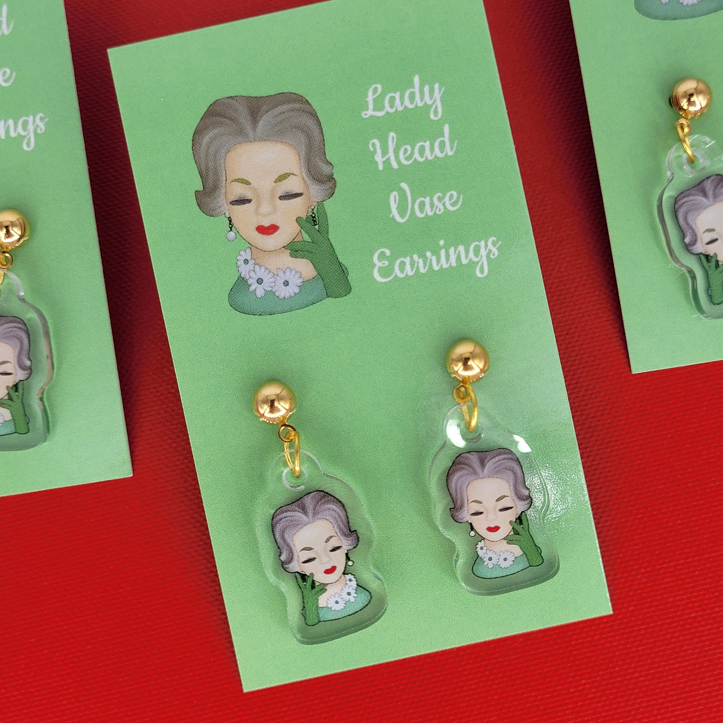 Lady Head Vase Earrings Retro Kitschy Gift for Her Etsy