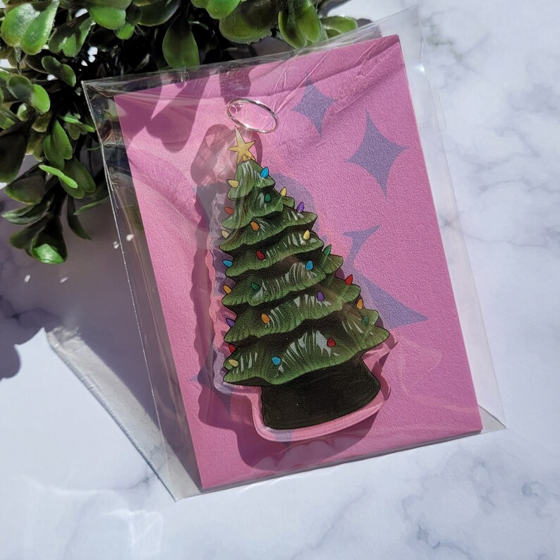 Vintage Ceramic Tree Inspired Ornament Kitschy Gift Retro Kitschmas