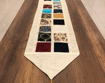 Turkish table runner,patcwork runner,hand made runner,decorative table runner,cotton table runner