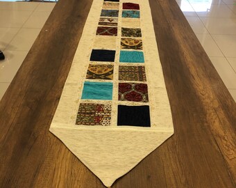 Turkish table runner,patcwork runner,hand made runner,decorative table runner,cotton table runner