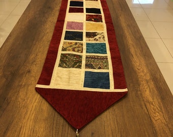 Turkish table runner,patcwork runner,hand made runner,decorative table runner,cotton table runner