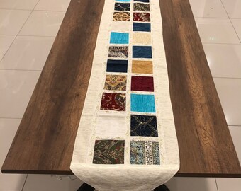 Turkish table runner,patcwork runner,hand made runner,decorative table runner,cotton table runner