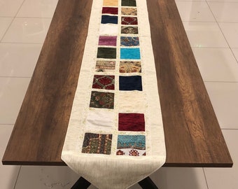 Turkish table runner,patcwork runner,hand made runner,decorative table runner,cotton table runner