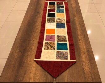 Turkish table runner,patcwork runner,hand made runner,decorative table runner,cotton table runner