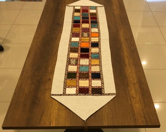 Turkish table runner,patcwork runner,hand made runner,decorative table runner,cotton table runner