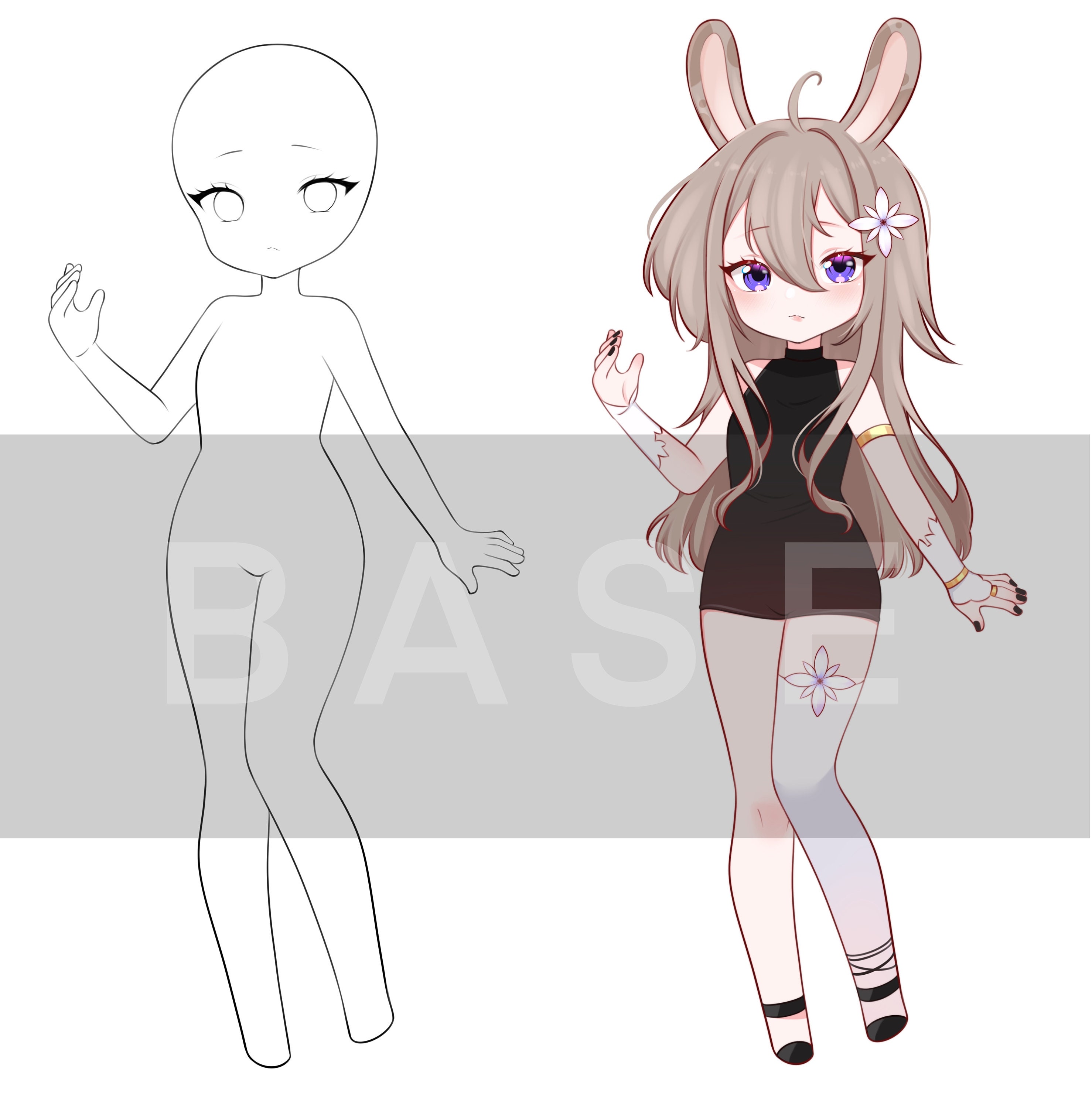 P2U Chibi Full Body BASE for Drawing custom commission vtuber oc adopt ych Etsy