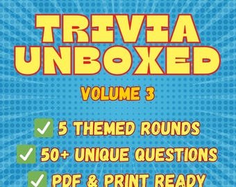 Trivia Game Kit Volume 3 | 5 Themed Rounds, 50+ Questions (PDF Download)