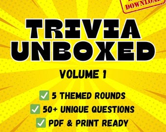 Trivia Night Game Kit (Vol 1) | 50 Questions, 5 Rounds | Printable PDF Download