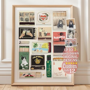 CUSTOM Matchbook Art | Personalized Digital Matchbox Wall Art Gift | Matches Printy | Customized Retro Poster | Perfect Anniversary Gift