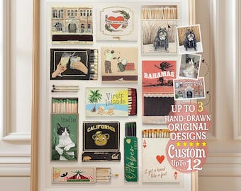 CUSTOM Matchbook Art | Personalized Digital Matchbox Wall Art Gift | Matches Printy | Customized Retro Poster | Perfect Anniversary Gift