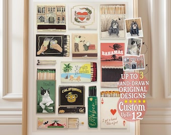 CUSTOM Matchbook Art | Personalized Digital Matchbox Wall Art Gift | Matches Printy | Customized Retro Poster | Perfect Anniversary Gift