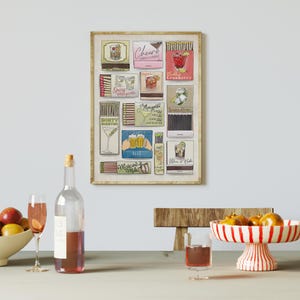 Matchbook Art Cocktail Poster: Cocktail Lover Gift Painted Watercolor Wall Decor, Digital Download image 7