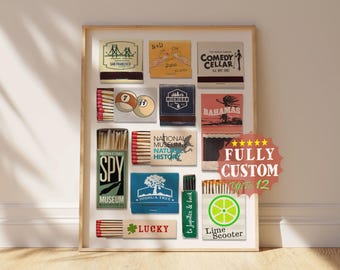 Custom Matchbook Art, Personalized Vintage Keepsake, Anniversary Couple Gift