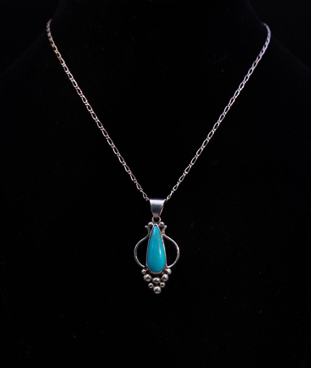 Turquoise and Sterling Silver Pendant - Etsy