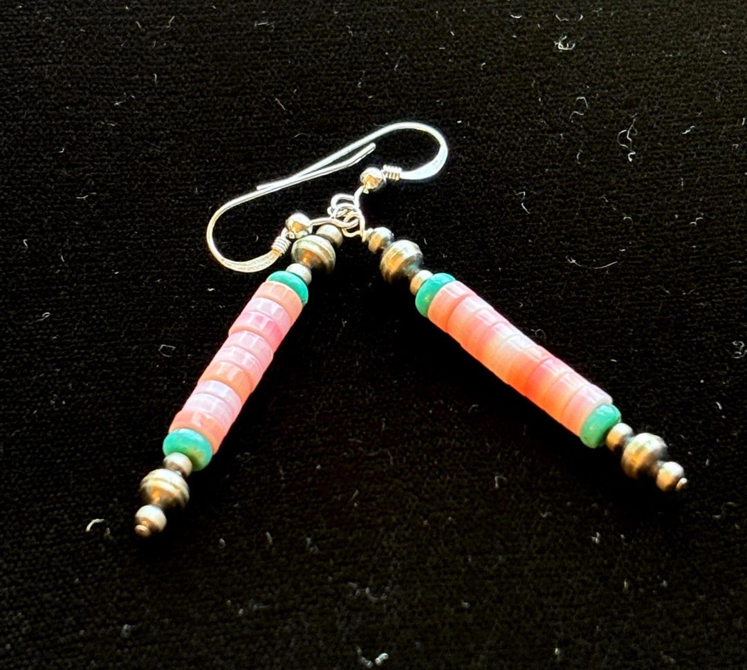 Pink Mollusk Shell Native American Earrings - Etsy