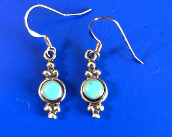 Turquoise & Silver Dangle Earrings