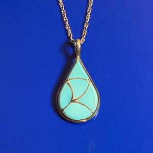 Zuni Turquoise Inlay Pendant Necklace