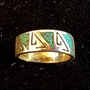 Zuni Turquoise Chip Inlay Ring