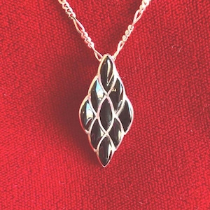 Zuni Onyx Silver Pendant Necklace