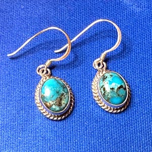 Turquoise & Silver Oval Earrings
