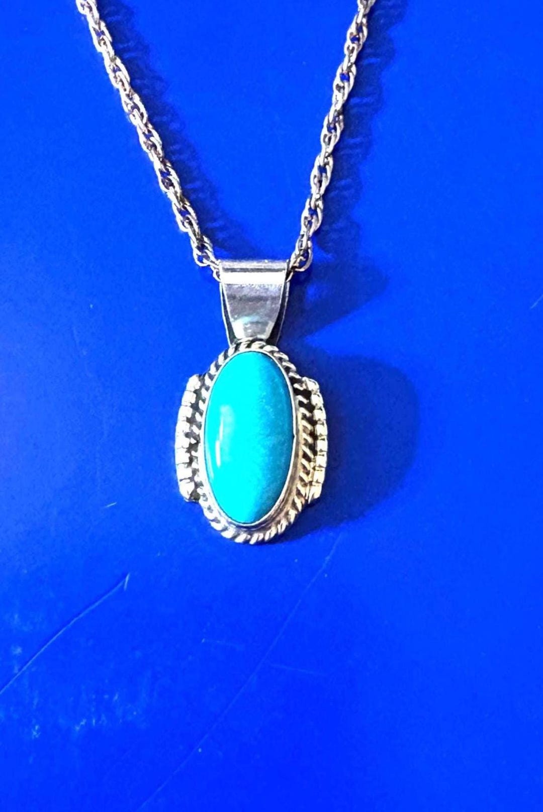 Turquoise and Sterling Silver Pendant - Etsy