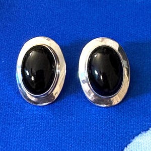Onyx and Sterling Silver Post Earrings