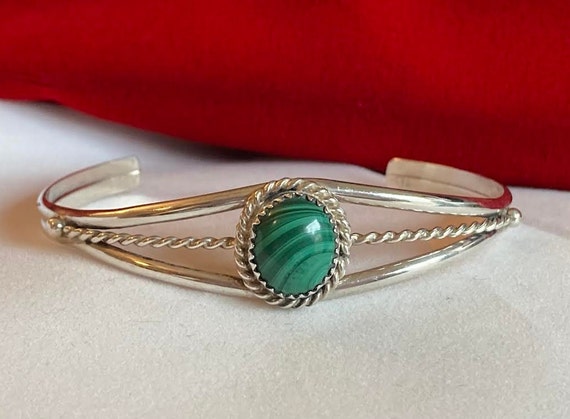 Malachite & Sterling Cuff - image 1