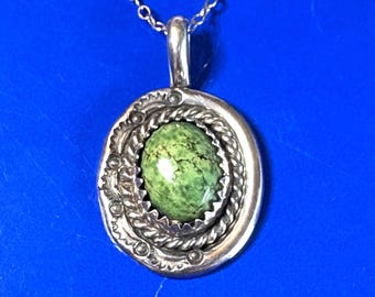 Gaspeite Oval Pendant Necklace