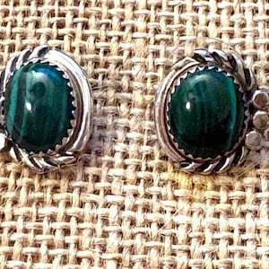 Malachite & Silver Native American Post Earrings