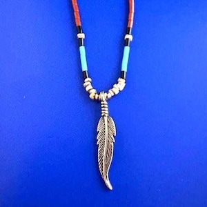 Multi-bead Feather Necklace