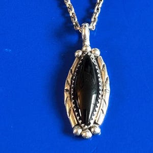 Black Onyx and Silver Pendant